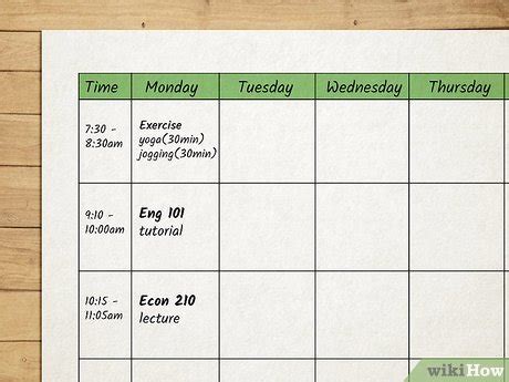 how to make a simple timetable