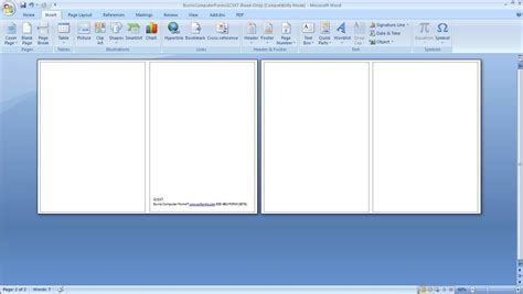 how to make a single fold card in word