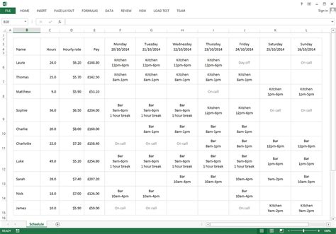 how to make a staff roster in excel