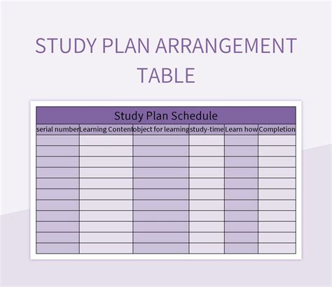 how to make a study plan in excel