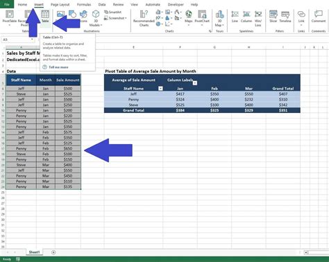 how to make a table in excel that updates automatically
