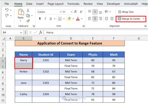 how to make a table in excel with merged cells