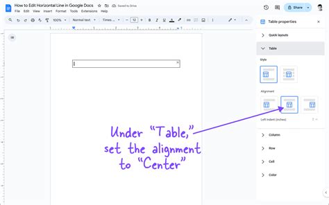 how to make a table in google docs horizontal