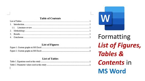 How To Make A Table Of Contents For Figures And Tables