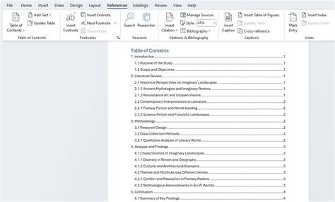 how to make a table of contents in word