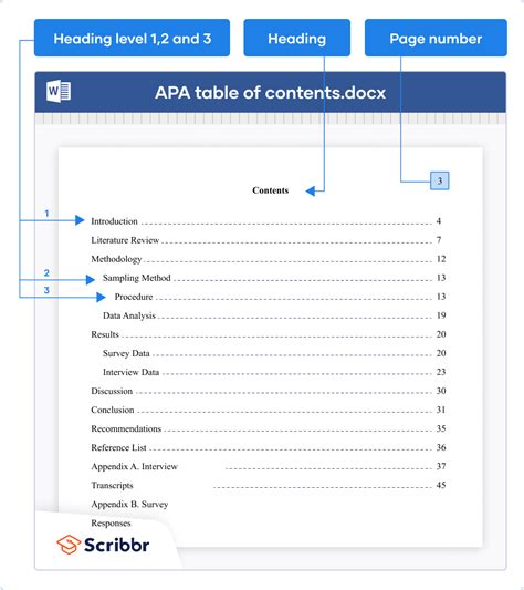 how to make a table of contents in word in apa format