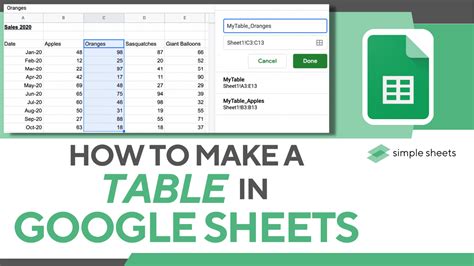 how to make a table on google sheets mobile