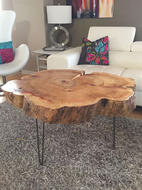 how to make a table out of a tree trunk slice