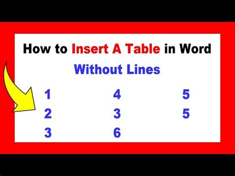 how to make a table without vertical lines in word