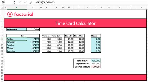 how to make a time card calculator in excel
