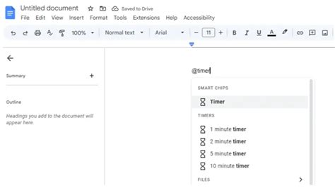 how to make a timer on google docs
