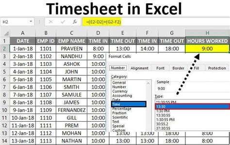 how to make a timesheet in excel with formulas