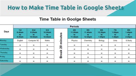 how to make a timetable in google docs