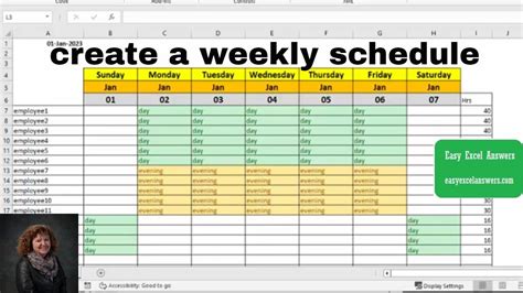 how to make a timetable with excel