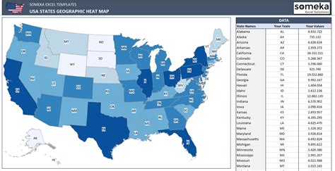 how to make a us heat map in excel