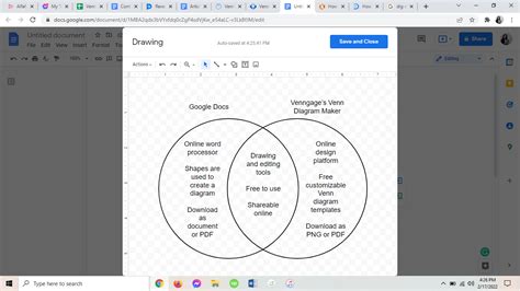 how to make a venn diagram in google docs