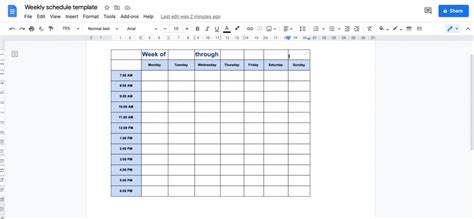 how to make a weekly schedule in google docs