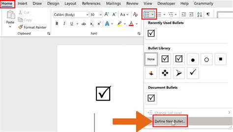 how to make a working checkbox in word