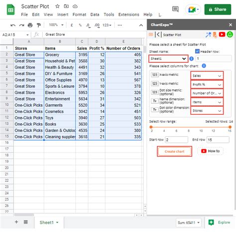 how to make a xy graph in google sheets
