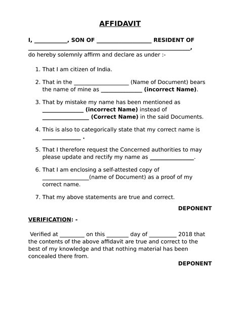 how to make affidavit for name correction