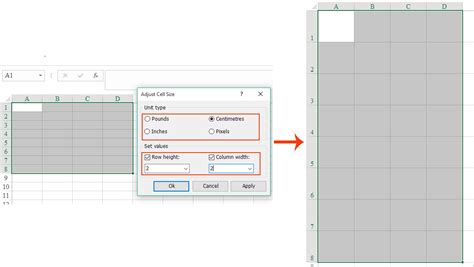 how to make all rows and columns same height in excel