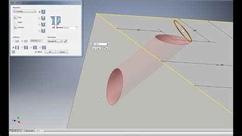 how to make an angled hole in inventor