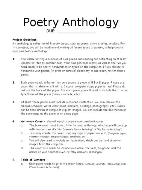 how to make an anthology of poems