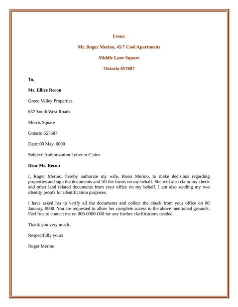 how to make an authorization letter to receive