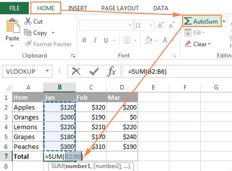 how to make an autosum formula in excel