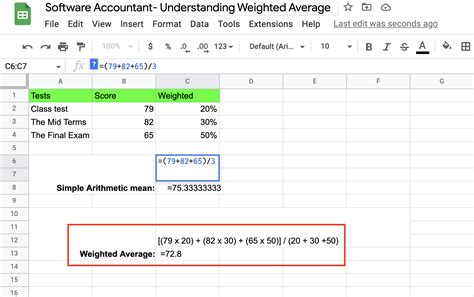 how to make an average calculator in google sheets