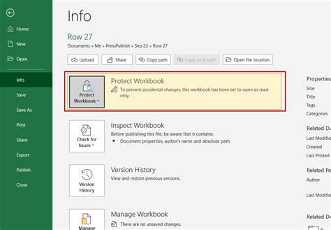 how to make an excel file in teams read only