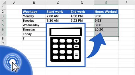 how to make an hour calculator in excel