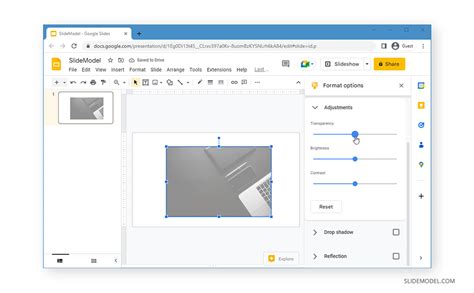 how to make an image transparent in google slides mobile