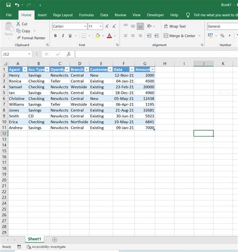 how to make an interactive excel table