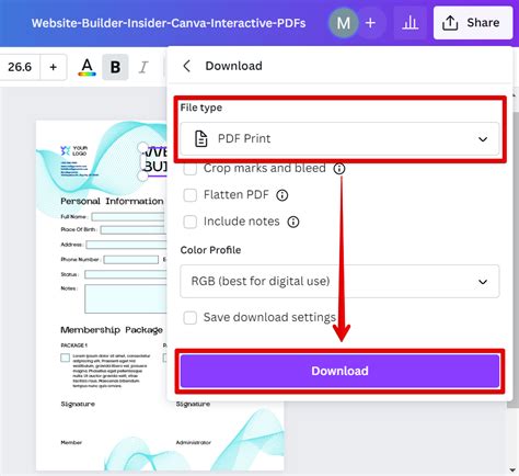 how to make an interactive pdf in canva