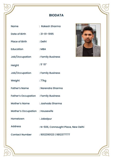 how to make bio data for marriage in word
