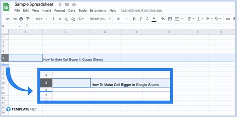 how to make boxes in google sheets bigger