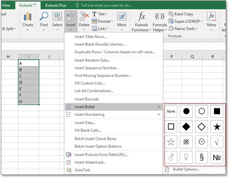how to make bullet list in excel cell