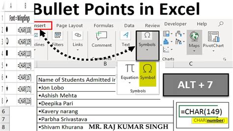 how to make bulleted list in an excel cell