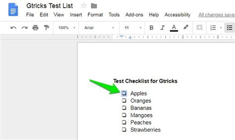 how to make checklist boxes in google docs