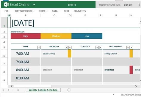how to make class schedule in excel