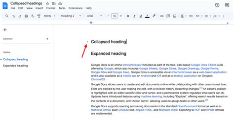 how to make collapsible list in google docs