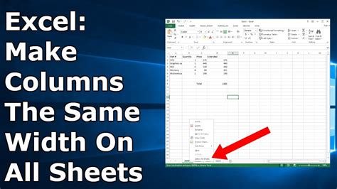 how to make columns in excel same size