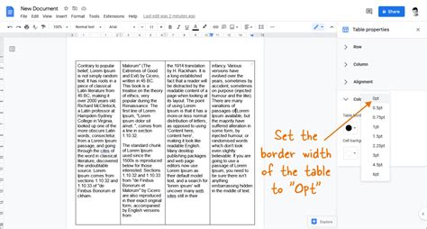 how to make columns in google docs ipad