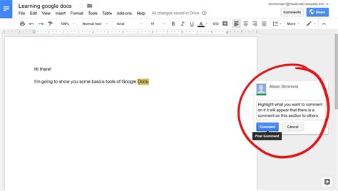 how to make comments in google docs