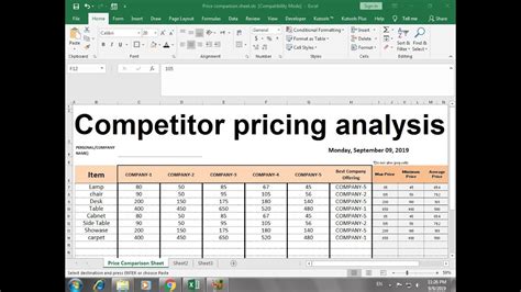 how to make comparison sheet in excel