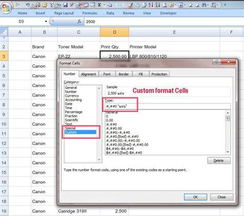 how to make custom cell format in excel