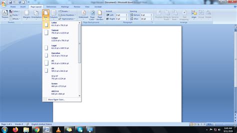 how to make custom page size in word