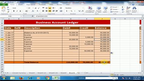 how to make debit credit balance in excel
