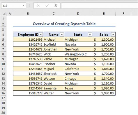how to make dynamic tables in excel